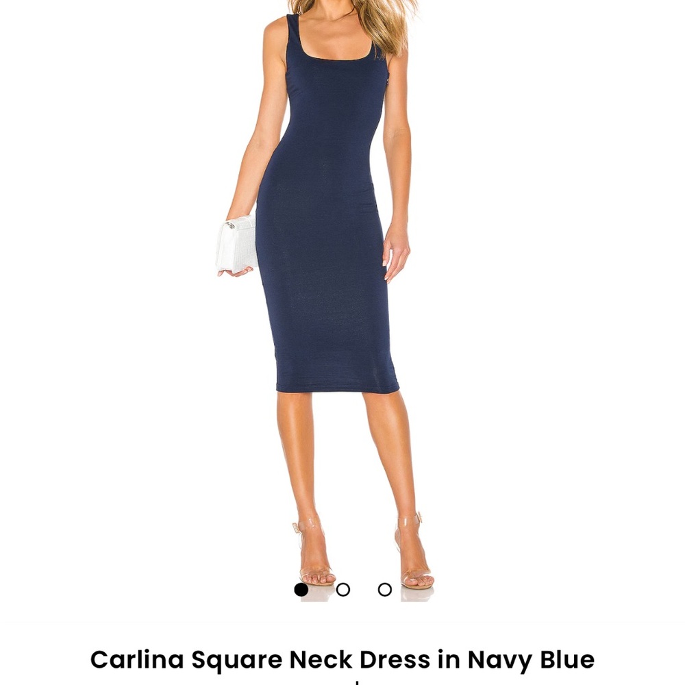 Superdown Blue Square Neck Bodycon Midi Dress